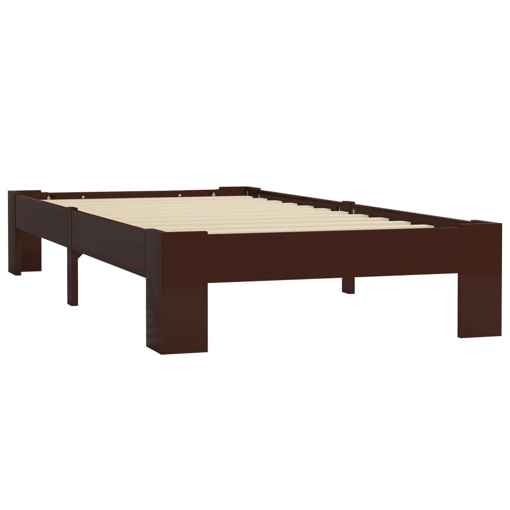 Bed Frame Dark Brown Solid Pine Wood 90x200 cm- Beds & Bed Frames - HomeShopIreland - Home Shop Ireland - Beds & Bed Frames - Bed Frame Dark Brown Solid Pine Wood 90x200 cm
