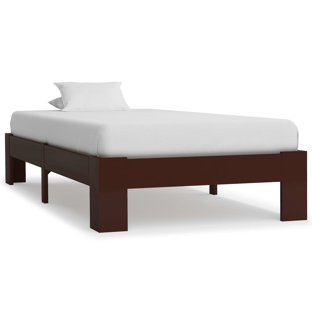 Bed Frame Dark Brown Solid Pine Wood 100x200 cm- Beds & Bed Frames - HomeShopIreland - Home Shop Ireland - Beds & Bed Frames - Bed Frame Dark Brown Solid Pine Wood 100x200 cm