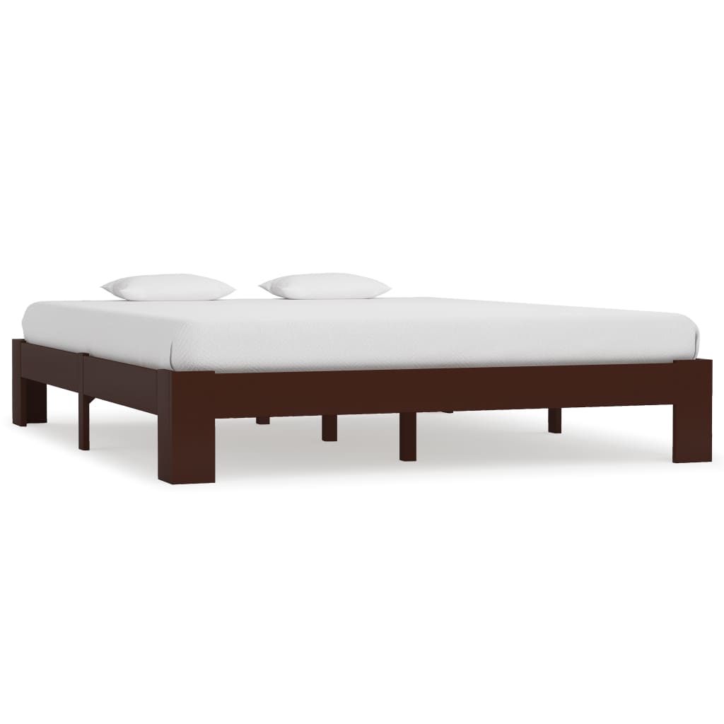 Bed Frame Dark Brown Solid Pine Wood 160x200 cm- Beds & Bed Frames - HomeShopIreland - Home Shop Ireland - Beds & Bed Frames - Bed Frame Dark Brown Solid Pine Wood 160x200 cm