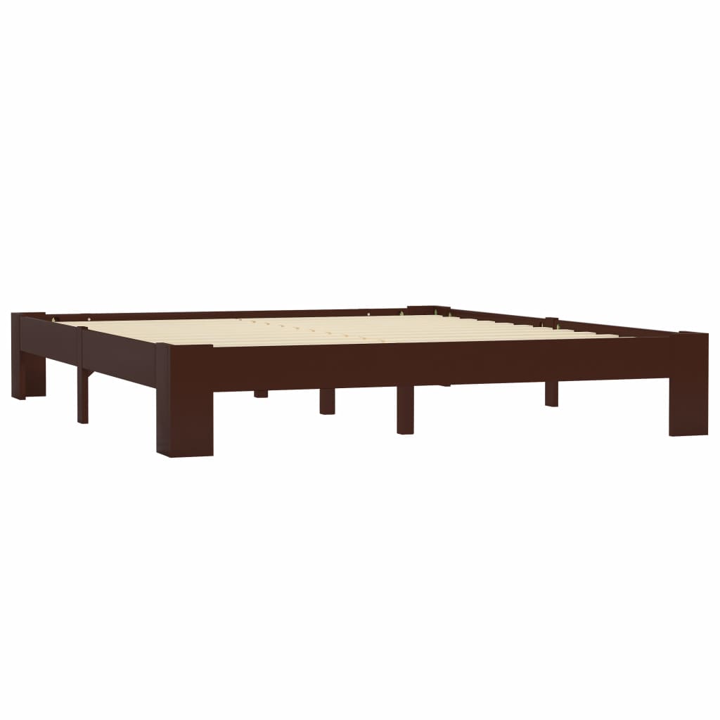 Bed Frame Dark Brown Solid Pine Wood 160x200 cm- Beds & Bed Frames - HomeShopIreland - Home Shop Ireland - Beds & Bed Frames - Bed Frame Dark Brown Solid Pine Wood 160x200 cm