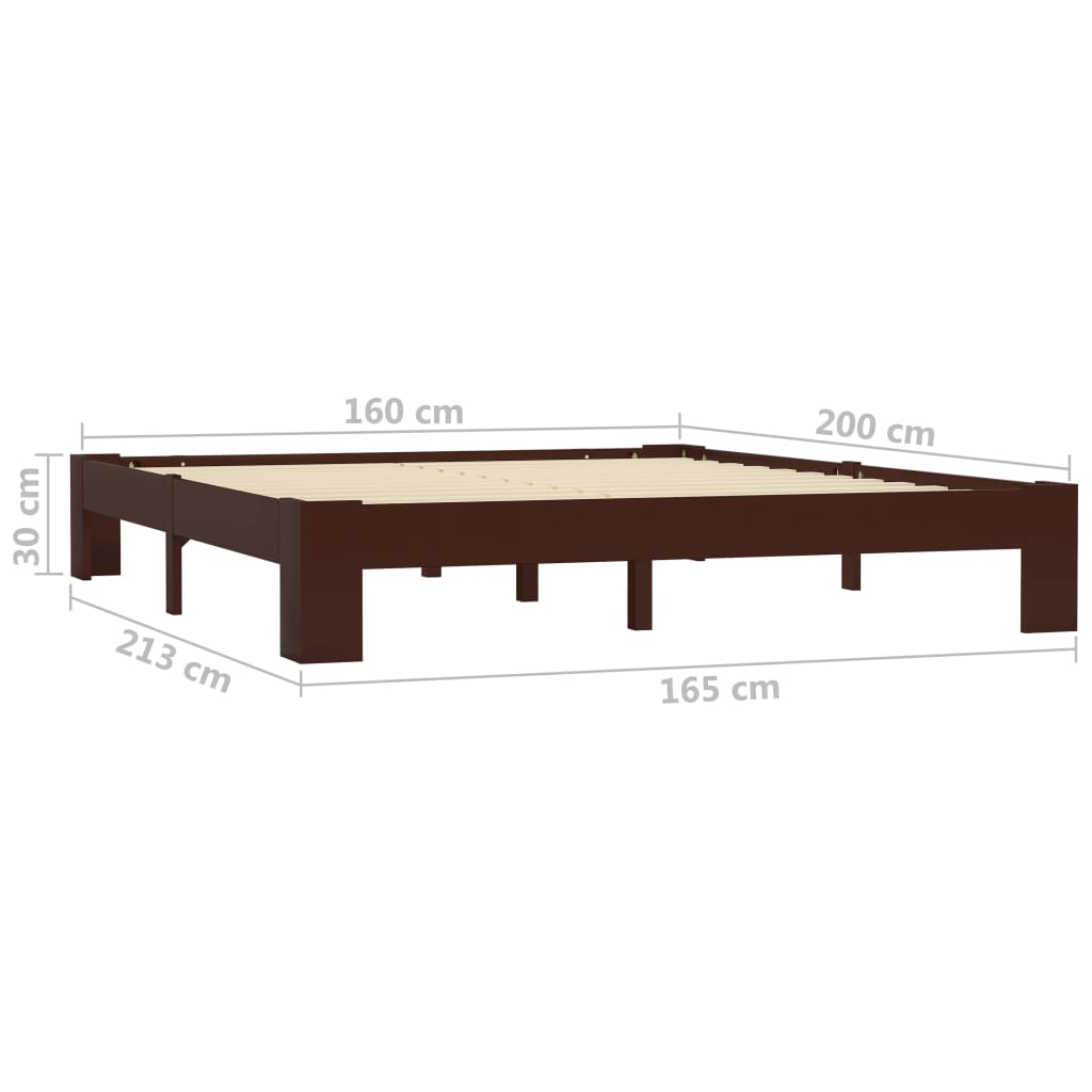 Bed Frame Dark Brown Solid Pine Wood 160x200 cm- Beds & Bed Frames - HomeShopIreland - Home Shop Ireland - Beds & Bed Frames - Bed Frame Dark Brown Solid Pine Wood 160x200 cm