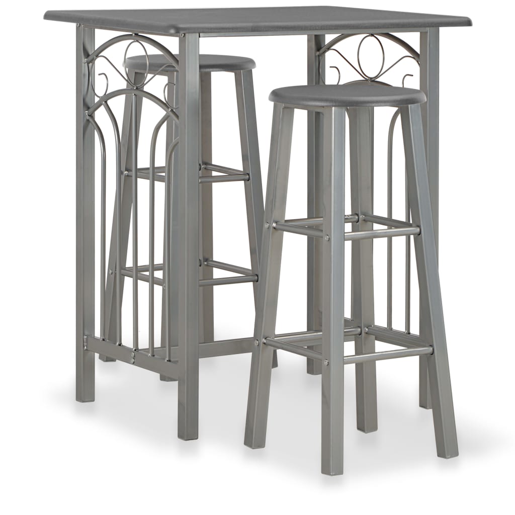 3 Piece Bar Set Wood and Steel Anthracite- Kitchen & Dining Furniture Sets - HomeShopIreland - Home Shop Ireland - Kitchen & Dining Furniture Sets - 3 Piece Bar Set Wood and Steel Anthracite