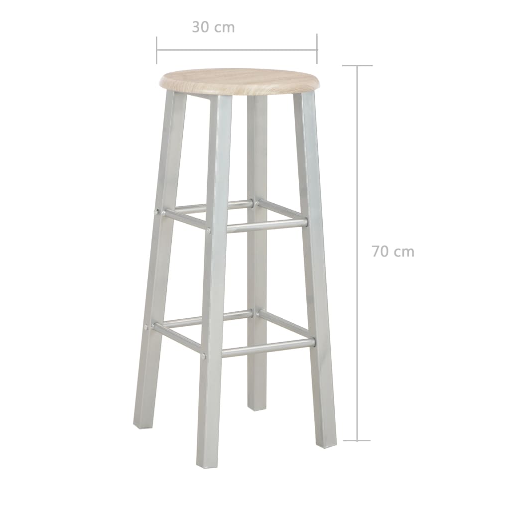 3 Piece Bar Set Wood and Steel- Kitchen & Dining Furniture Sets - HomeShopIreland - Home Shop Ireland - Kitchen & Dining Furniture Sets - 3 Piece Bar Set Wood and Steel