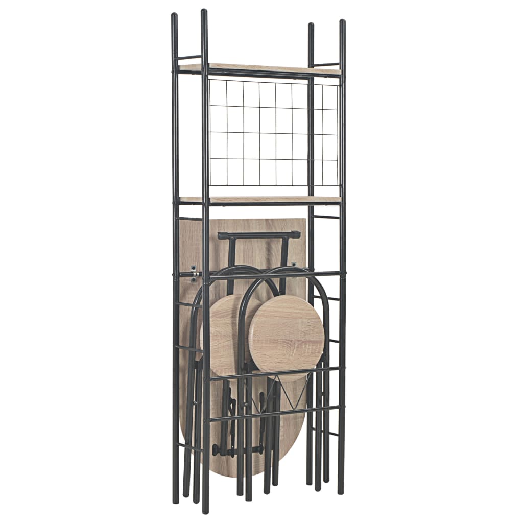 3 Piece Folding Dining Set with Storage Rack MDF and Steel- Kitchen & Dining Furniture Sets - HomeShopIreland - Home Shop Ireland - Kitchen & Dining Furniture Sets - 3 Piece Folding Dining Set with Storage Rack MDF and Steel