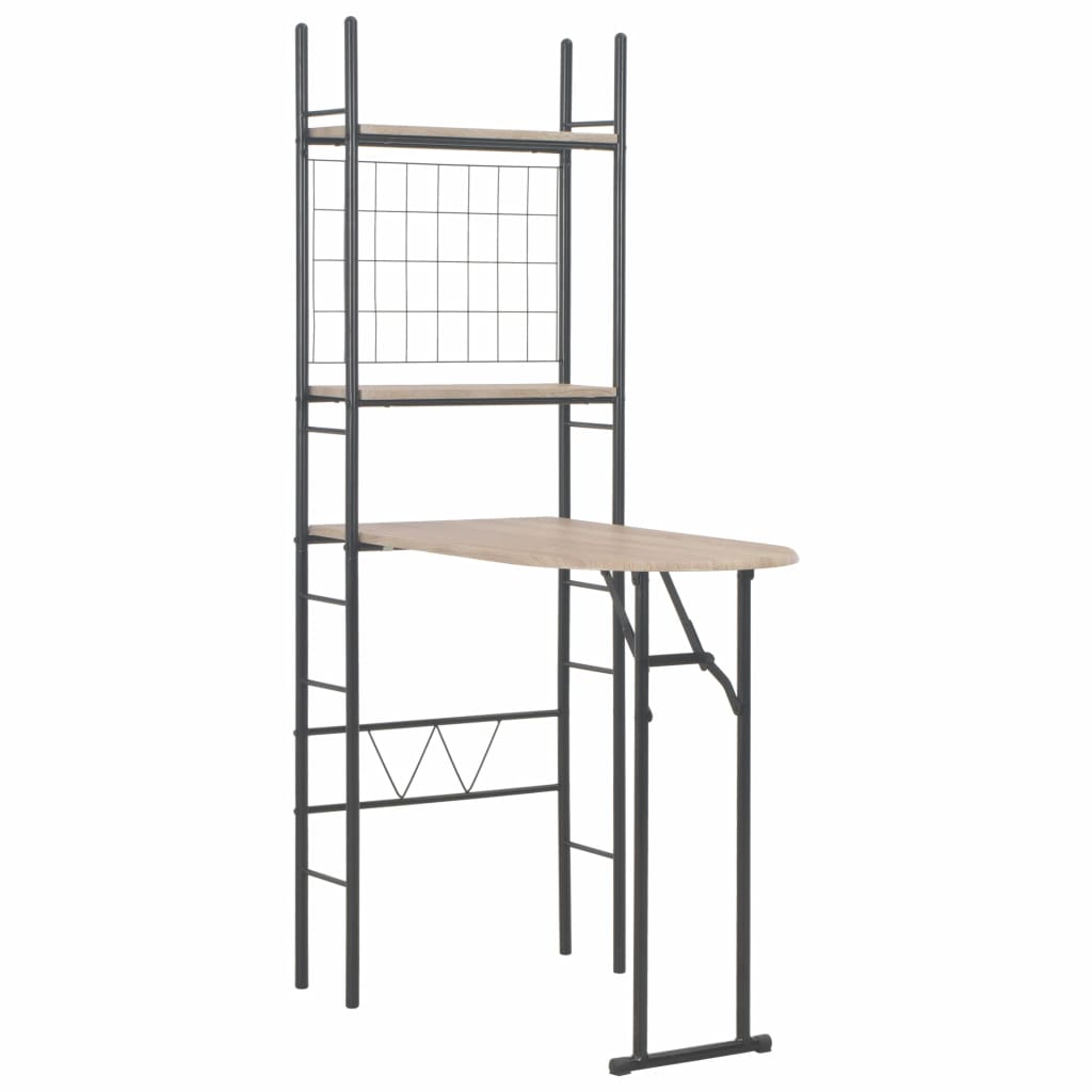 3 Piece Folding Dining Set with Storage Rack MDF and Steel- Kitchen & Dining Furniture Sets - HomeShopIreland - Home Shop Ireland - Kitchen & Dining Furniture Sets - 3 Piece Folding Dining Set with Storage Rack MDF and Steel