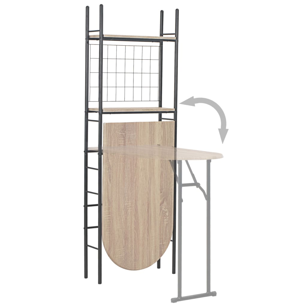 3 Piece Folding Dining Set with Storage Rack MDF and Steel- Kitchen & Dining Furniture Sets - HomeShopIreland - Home Shop Ireland - Kitchen & Dining Furniture Sets - 3 Piece Folding Dining Set with Storage Rack MDF and Steel