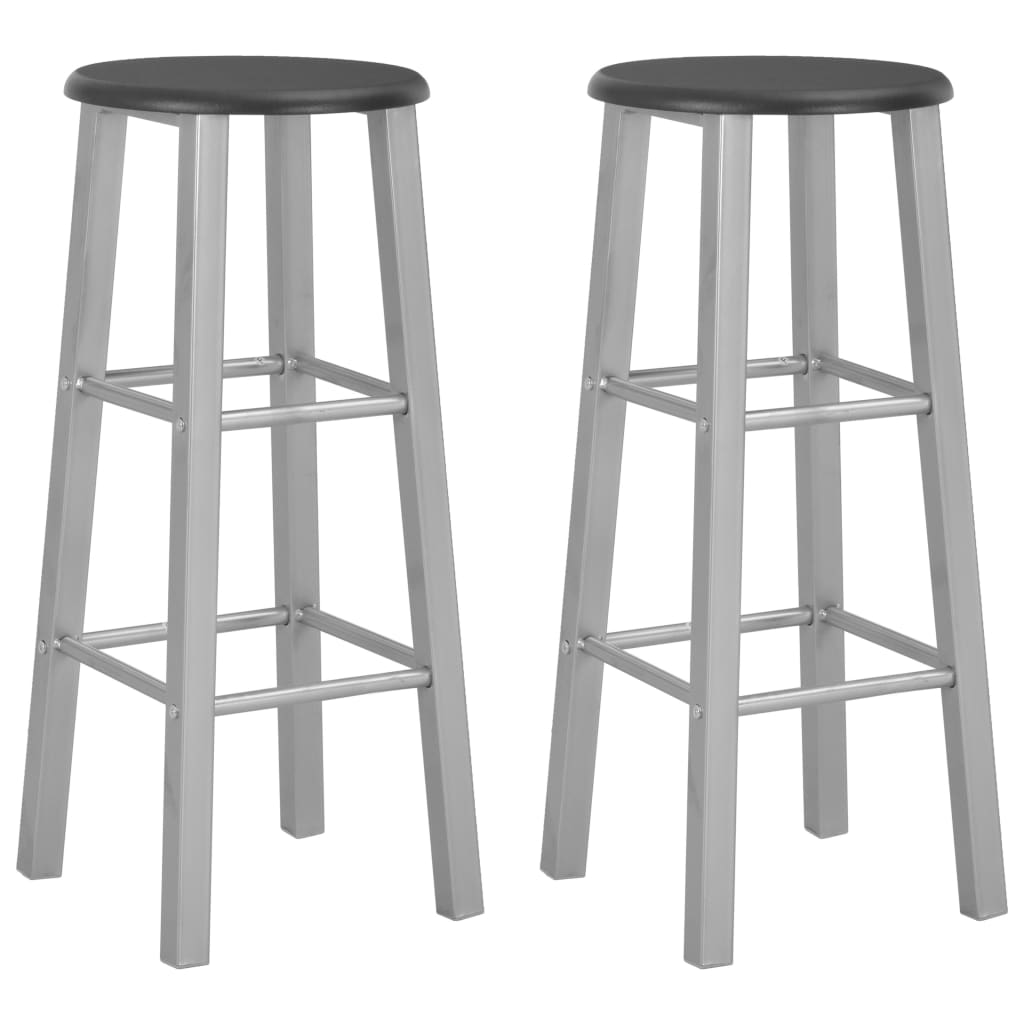 Bar Stools 2 pcs Silver MDF- Table & Bar Stools - HomeShopIreland - Home Shop Ireland - Table & Bar Stools - Bar Stools 2 pcs Silver MDF