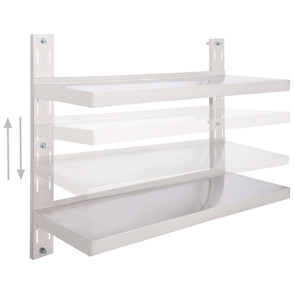 2-Tier Floating Wall Shelf Stainless Steel 100x30 cm- Wall Shelves & Ledges - HomeShopIreland - Home Shop Ireland - Wall Shelves & Ledges - 2-Tier Floating Wall Shelf Stainless Steel 100x30 cm
