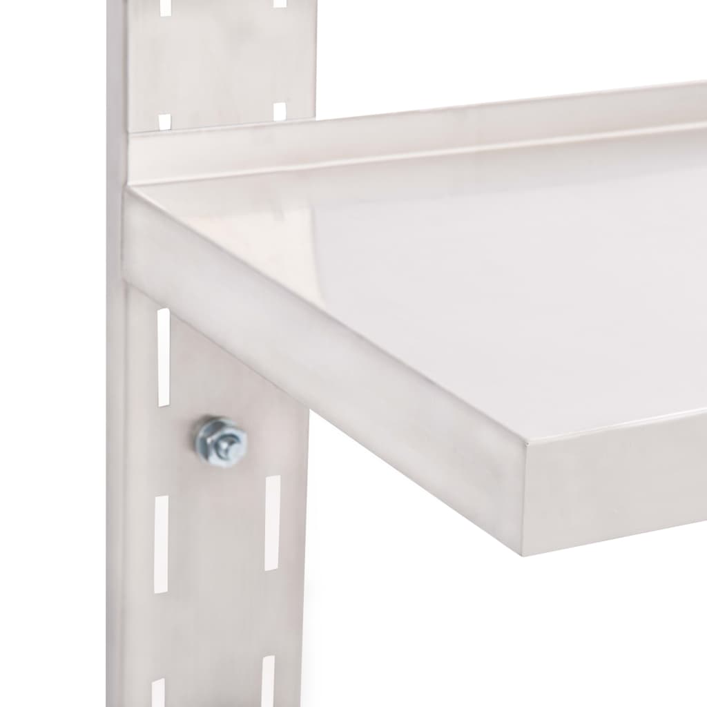 2-Tier Floating Wall Shelf Stainless Steel 100x30 cm- Wall Shelves & Ledges - HomeShopIreland - Home Shop Ireland - Wall Shelves & Ledges - 2-Tier Floating Wall Shelf Stainless Steel 100x30 cm