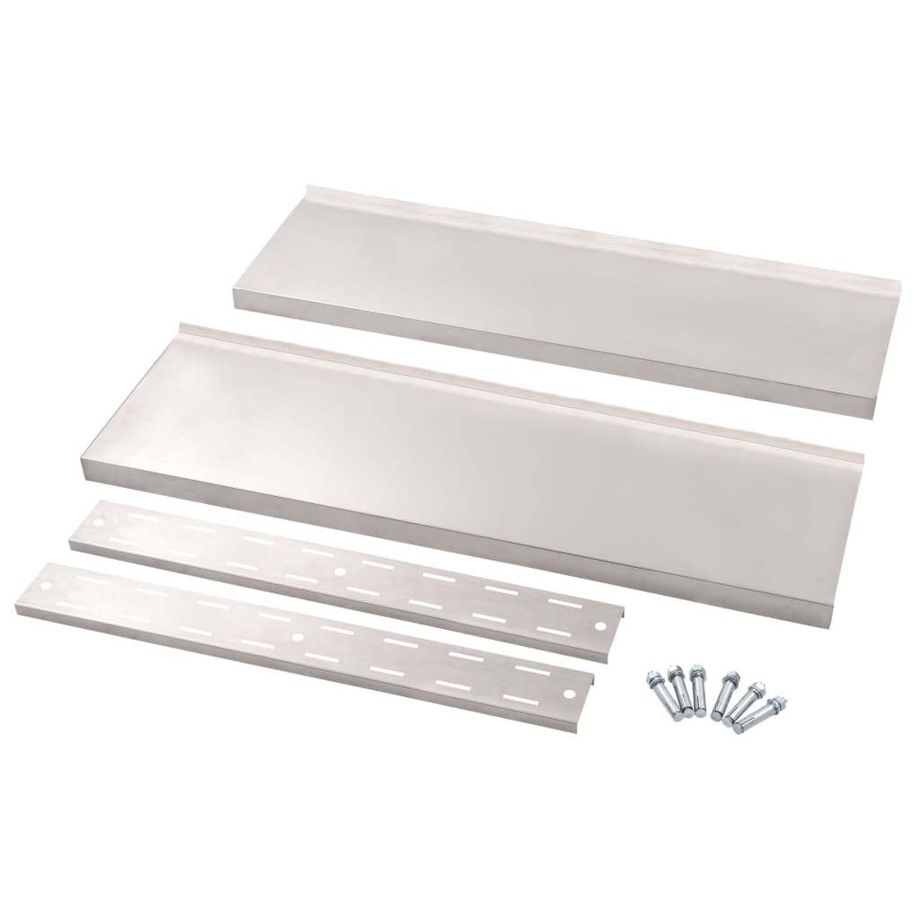 2-Tier Floating Wall Shelf Stainless Steel 100x30 cm- Wall Shelves & Ledges - HomeShopIreland - Home Shop Ireland - Wall Shelves & Ledges - 2-Tier Floating Wall Shelf Stainless Steel 100x30 cm