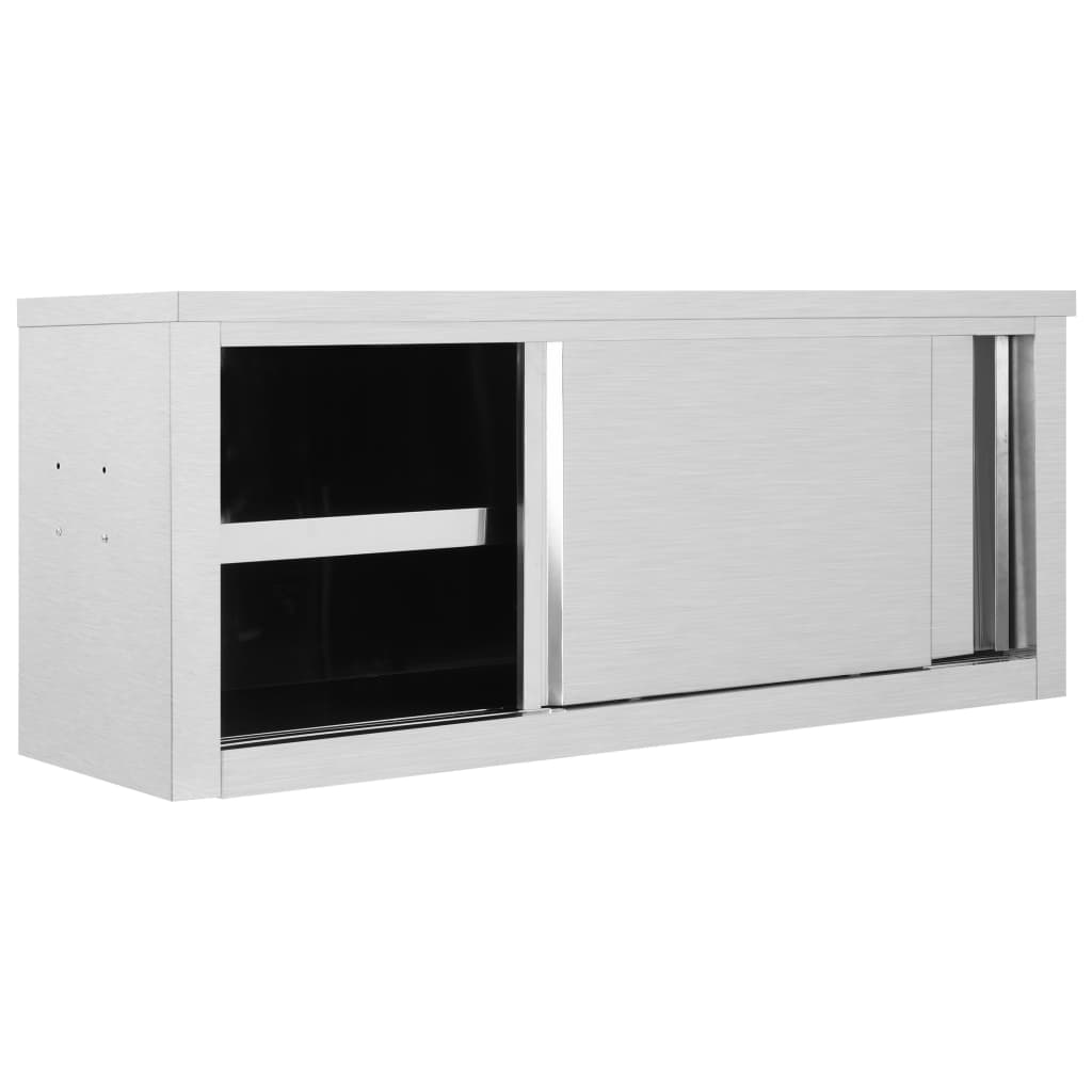 Kitchen Wall Cabinet with Sliding Doors 120x40x50 cm Stainless Steel- Food Storage - HomeShopIreland - Home Shop Ireland - Food Storage - Kitchen Wall Cabinet with Sliding Doors 120x40x50 cm Stainless Steel