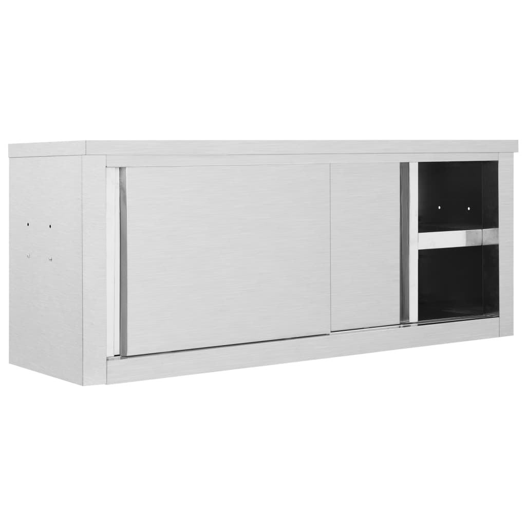 Kitchen Wall Cabinet with Sliding Doors 120x40x50 cm Stainless Steel- Food Storage - HomeShopIreland - Home Shop Ireland - Food Storage - Kitchen Wall Cabinet with Sliding Doors 120x40x50 cm Stainless Steel
