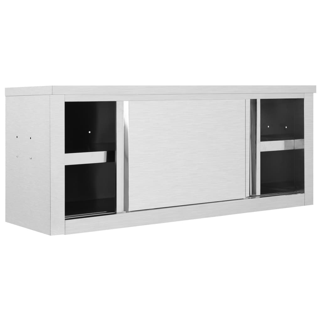 Kitchen Wall Cabinet with Sliding Doors 120x40x50 cm Stainless Steel- Food Storage - HomeShopIreland - Home Shop Ireland - Food Storage - Kitchen Wall Cabinet with Sliding Doors 120x40x50 cm Stainless Steel