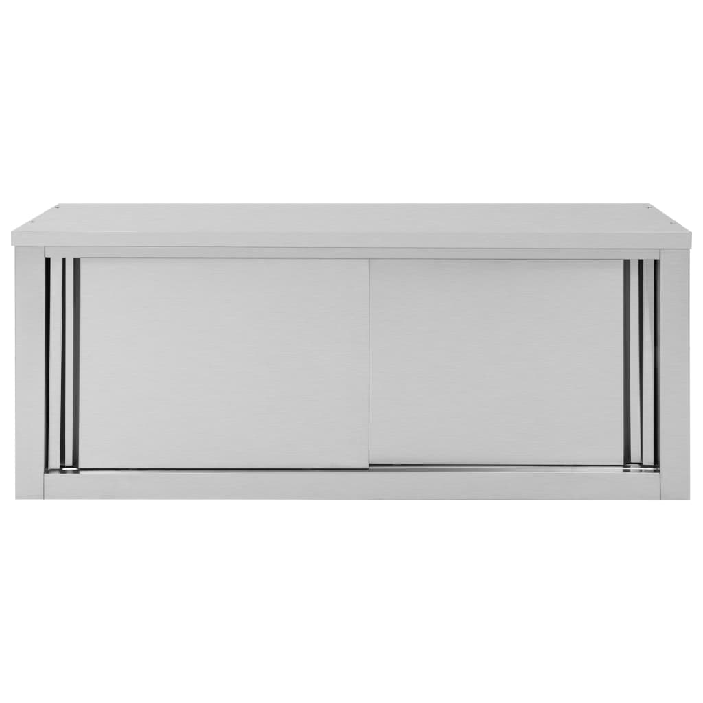 Kitchen Wall Cabinet with Sliding Doors 120x40x50 cm Stainless Steel- Food Storage - HomeShopIreland - Home Shop Ireland - Food Storage - Kitchen Wall Cabinet with Sliding Doors 120x40x50 cm Stainless Steel