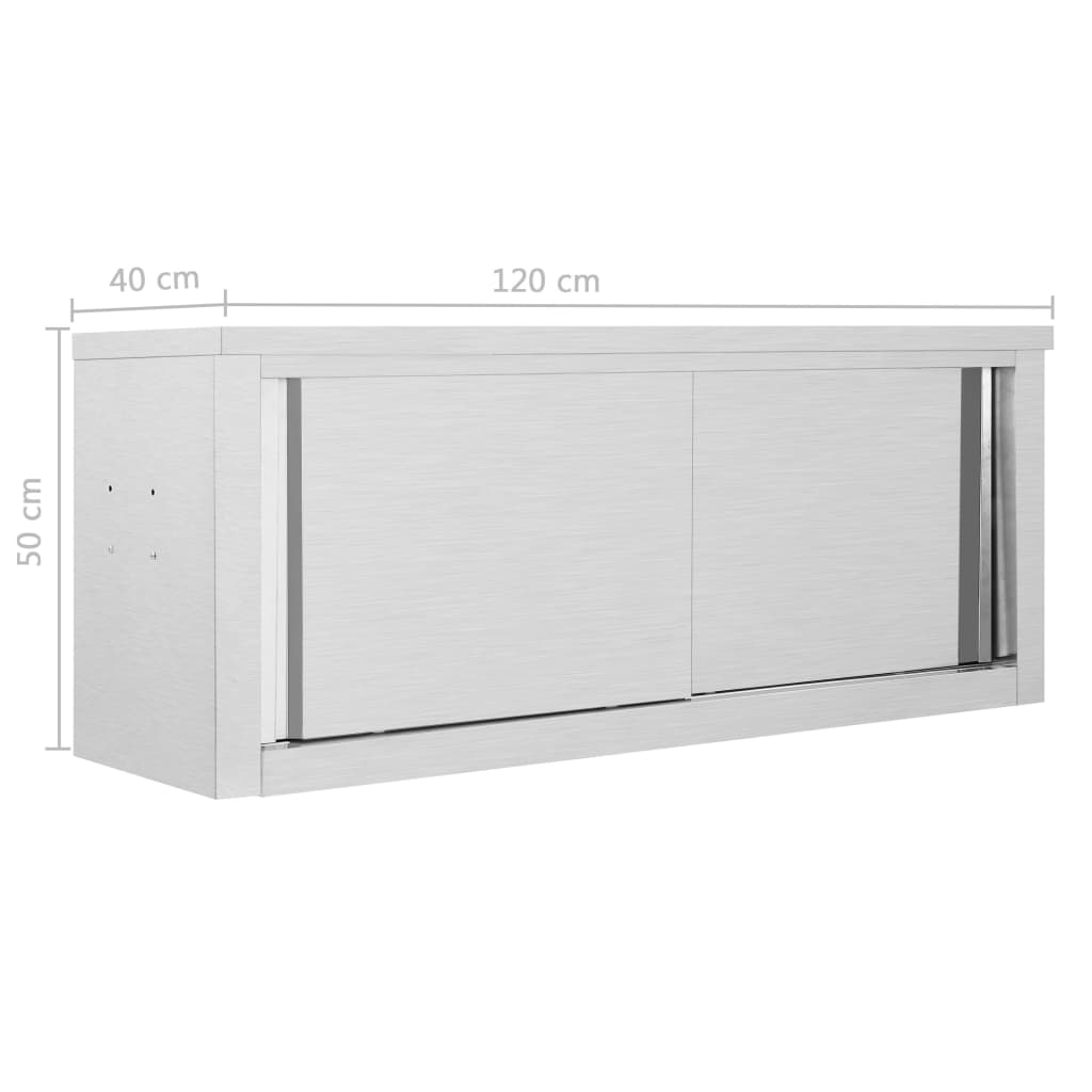 Kitchen Wall Cabinet with Sliding Doors 120x40x50 cm Stainless Steel- Food Storage - HomeShopIreland - Home Shop Ireland - Food Storage - Kitchen Wall Cabinet with Sliding Doors 120x40x50 cm Stainless Steel