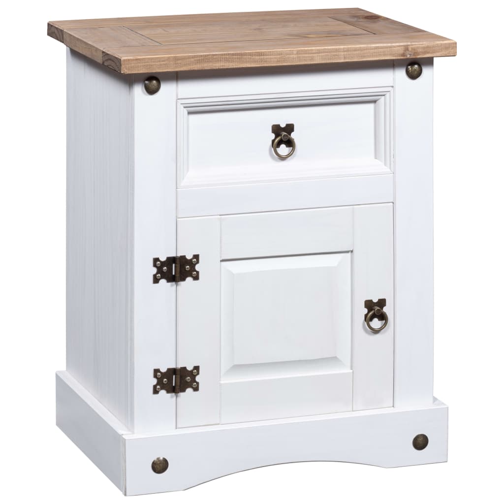 Bedside Cabinet Mexican Pine Corona Range White 53x39x67 cm- Bedside Tables - HomeShopIreland - Home Shop Ireland - Bedside Tables - Bedside Cabinet Mexican Pine Corona Range White 53x39x67 cm