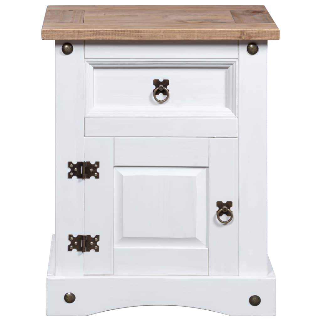 Bedside Cabinet Mexican Pine Corona Range White 53x39x67 cm- Bedside Tables - HomeShopIreland - Home Shop Ireland - Bedside Tables - Bedside Cabinet Mexican Pine Corona Range White 53x39x67 cm