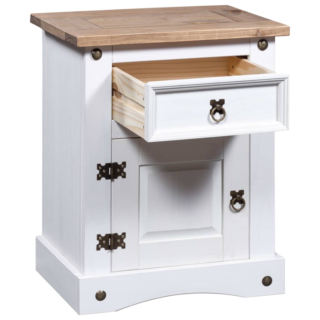 Bedside Cabinet Mexican Pine Corona Range White 53x39x67 cm- Bedside Tables - HomeShopIreland - Home Shop Ireland - Bedside Tables - Bedside Cabinet Mexican Pine Corona Range White 53x39x67 cm
