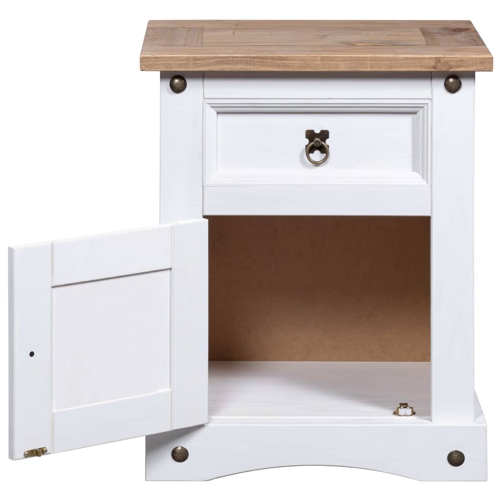 Bedside Cabinet Mexican Pine Corona Range White 53x39x67 cm- Bedside Tables - HomeShopIreland - Home Shop Ireland - Bedside Tables - Bedside Cabinet Mexican Pine Corona Range White 53x39x67 cm