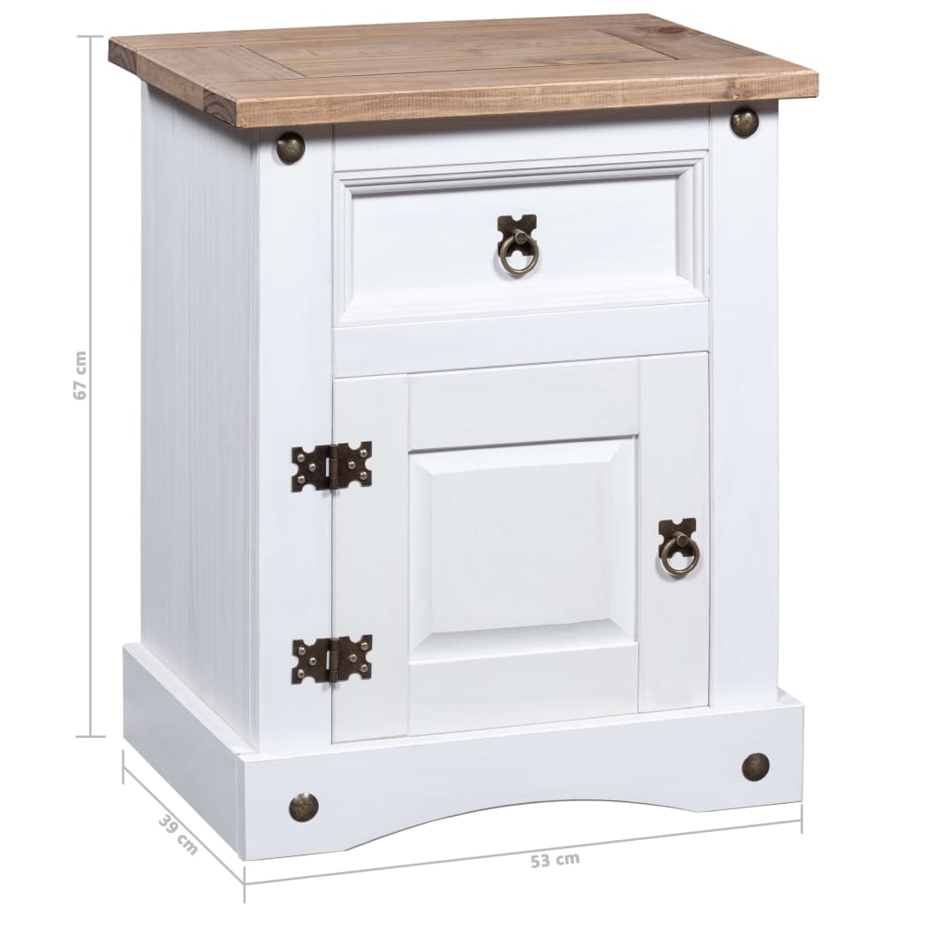 Bedside Cabinet Mexican Pine Corona Range White 53x39x67 cm- Bedside Tables - HomeShopIreland - Home Shop Ireland - Bedside Tables - Bedside Cabinet Mexican Pine Corona Range White 53x39x67 cm