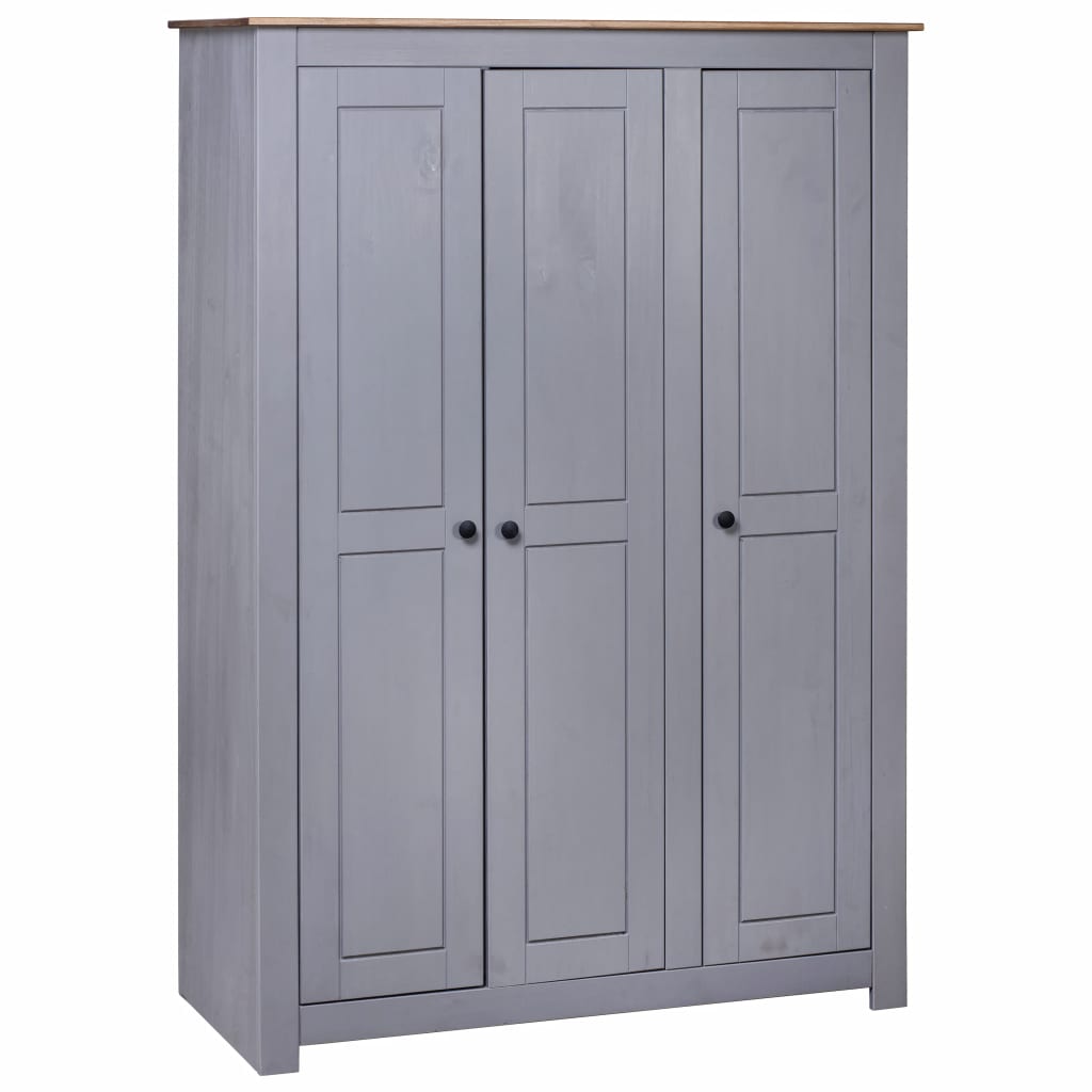 3-Door Wardrobe Grey 118x50x171.5 cm Pine Panama Range- Cupboards & Wardrobes - HomeShopIreland - Home Shop Ireland - Cupboards & Wardrobes - 3-Door Wardrobe Grey 118x50x171.5 cm Pine Panama Range