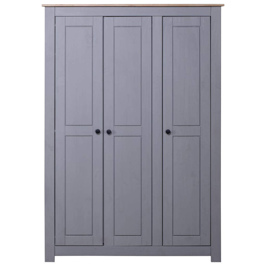 3-Door Wardrobe Grey 118x50x171.5 cm Pine Panama Range- Cupboards & Wardrobes - HomeShopIreland - Home Shop Ireland - Cupboards & Wardrobes - 3-Door Wardrobe Grey 118x50x171.5 cm Pine Panama Range