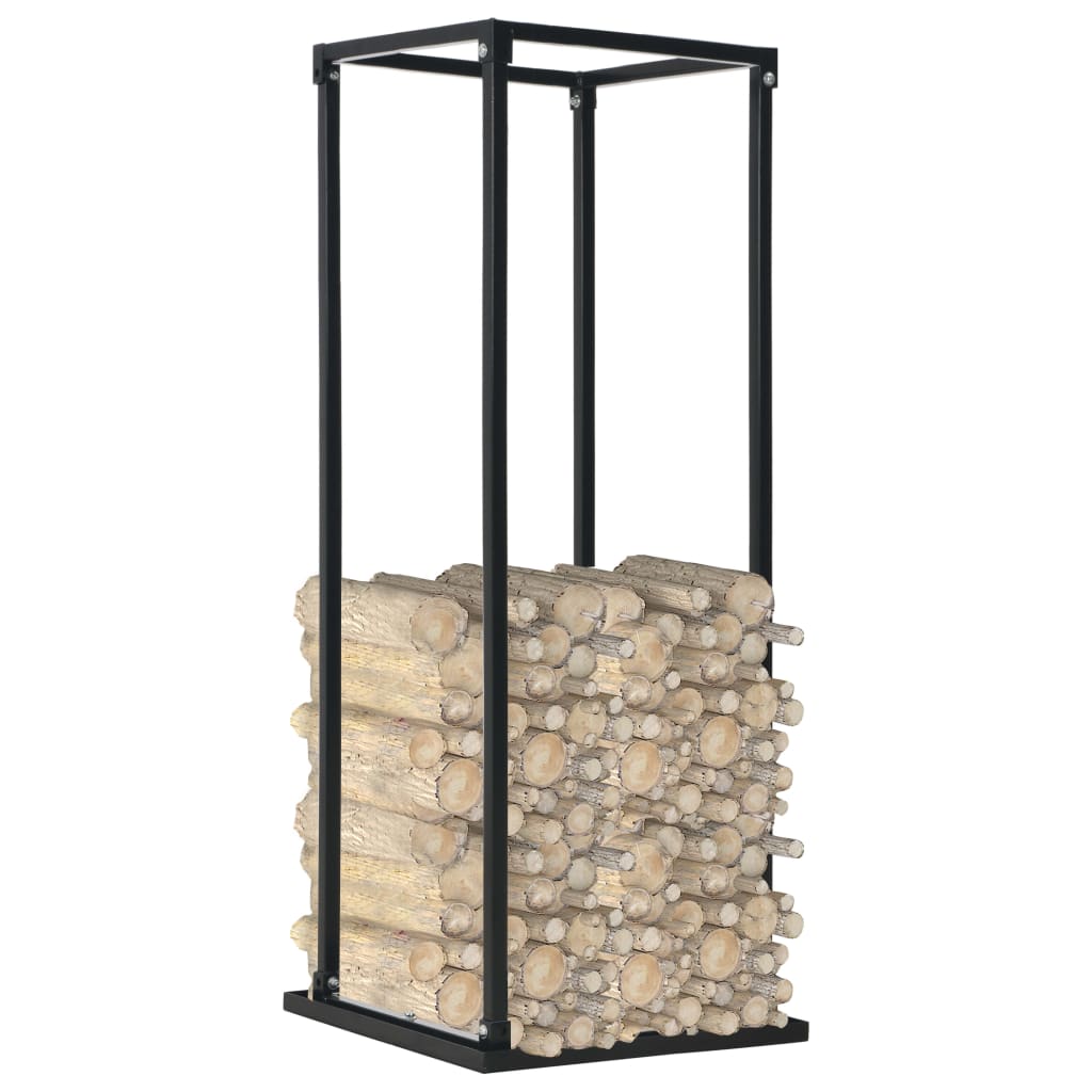 Firewood Rack with Base Black 37x37x113 cm Steel- Log Racks & Carriers - HomeShopIreland - Home Shop Ireland - Log Racks & Carriers - Firewood Rack with Base Black 37x37x113 cm Steel