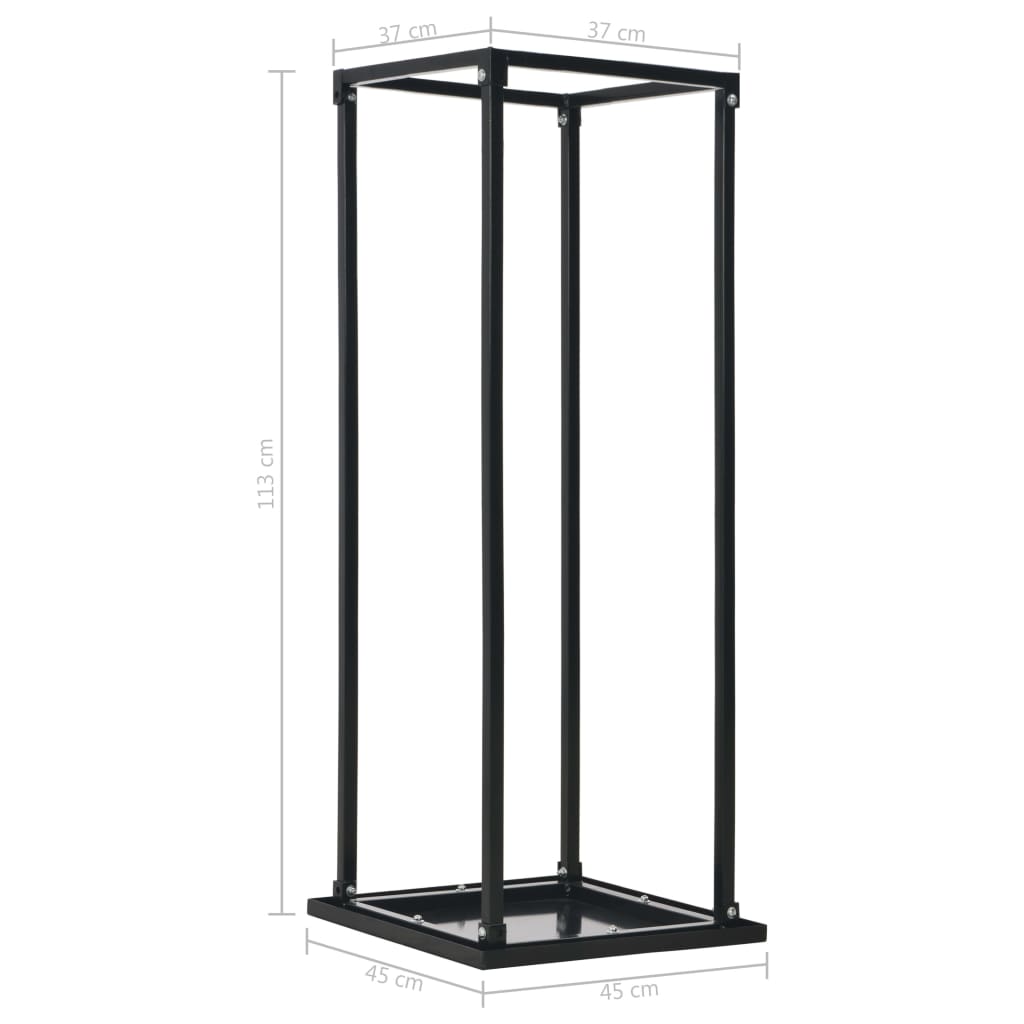 Firewood Rack with Base Black 37x37x113 cm Steel- Log Racks & Carriers - HomeShopIreland - Home Shop Ireland - Log Racks & Carriers - Firewood Rack with Base Black 37x37x113 cm Steel