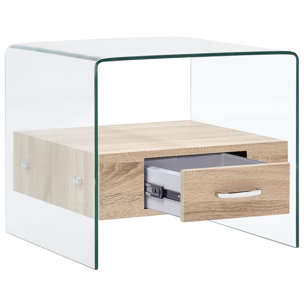 Coffee Table with Drawer 50x50x45 cm Tempered Glass- Coffee Tables - HomeShopIreland - Home Shop Ireland - Coffee Tables - Coffee Table with Drawer 50x50x45 cm Tempered Glass