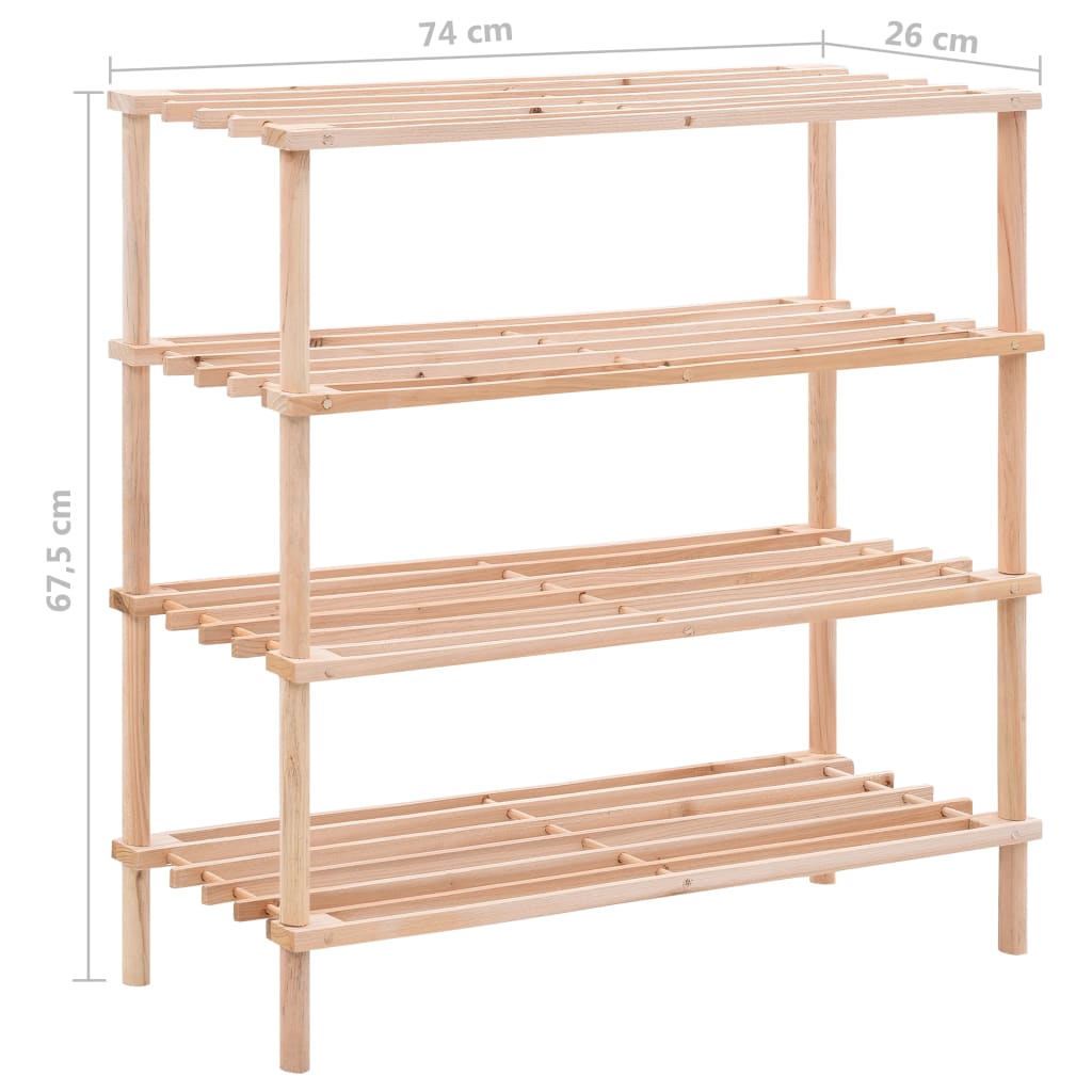 4-Tier Shoe Rack Solid Fir Wood- Shoe Racks & Organisers - HomeShopIreland - Home Shop Ireland - Shoe Racks & Organisers - 4-Tier Shoe Rack Solid Fir Wood
