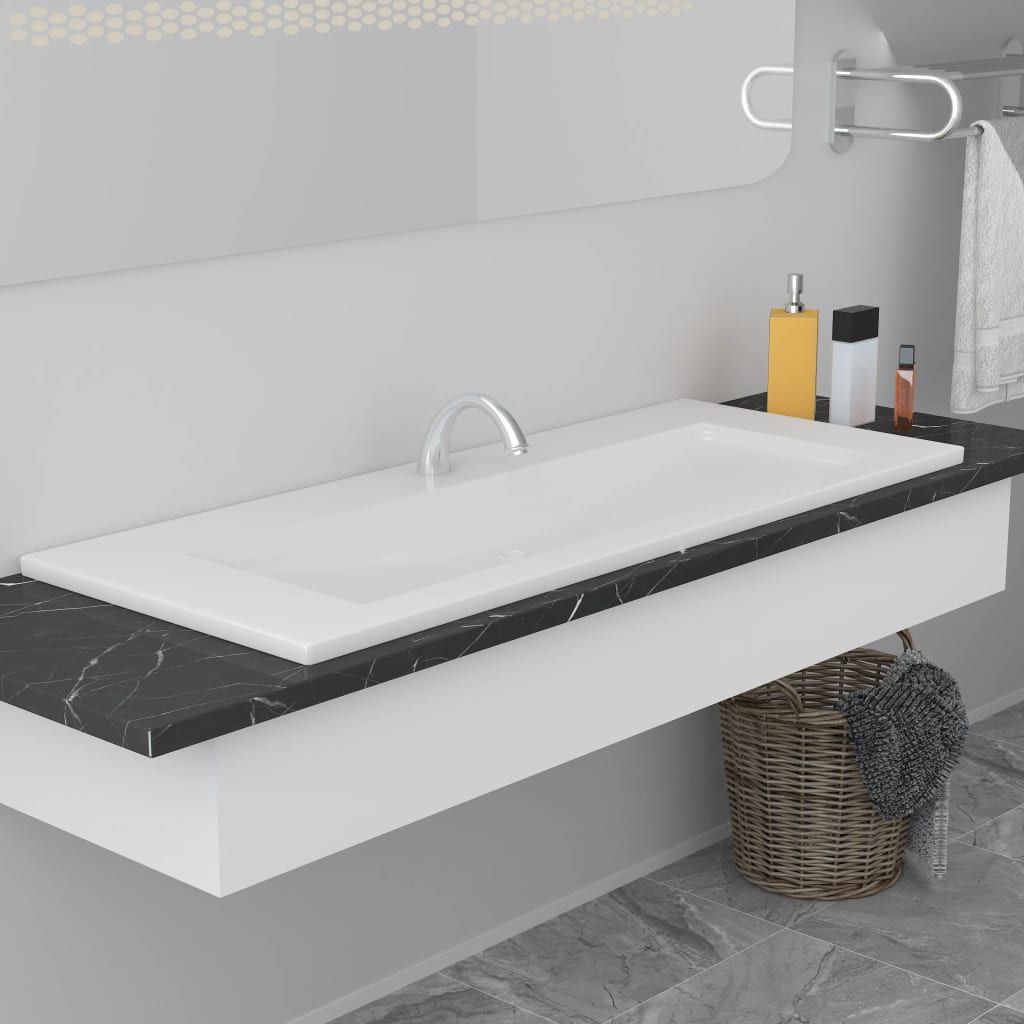 Built-in Basin 101x39.5x18.5 cm Ceramic White- Bathroom Basins - HomeShopIreland - Home Shop Ireland - Bathroom Basins - Built-in Basin 101x39.5x18.5 cm Ceramic White