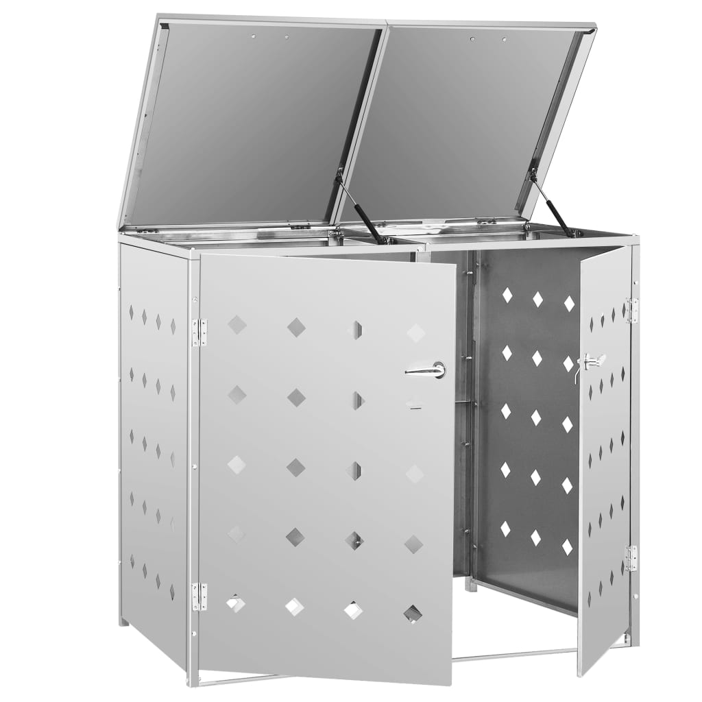 Double Wheelie Bin Shed 240 L Stainless Steel- Waste Container Enclosures - HomeShopIreland - Home Shop Ireland - Waste Container Enclosures - Double Wheelie Bin Shed 240 L Stainless Steel