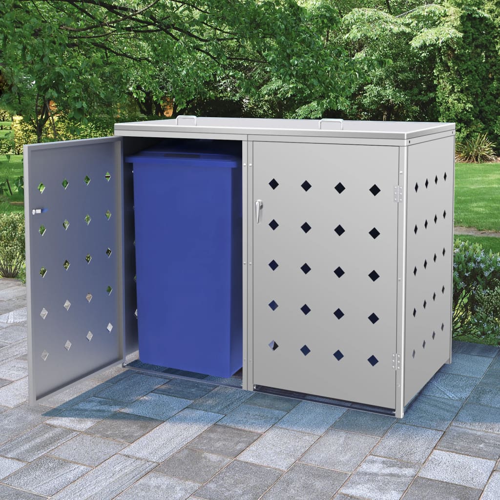 Double Wheelie Bin Shed 240 L Stainless Steel- Waste Container Enclosures - HomeShopIreland - Home Shop Ireland - Waste Container Enclosures - Double Wheelie Bin Shed 240 L Stainless Steel