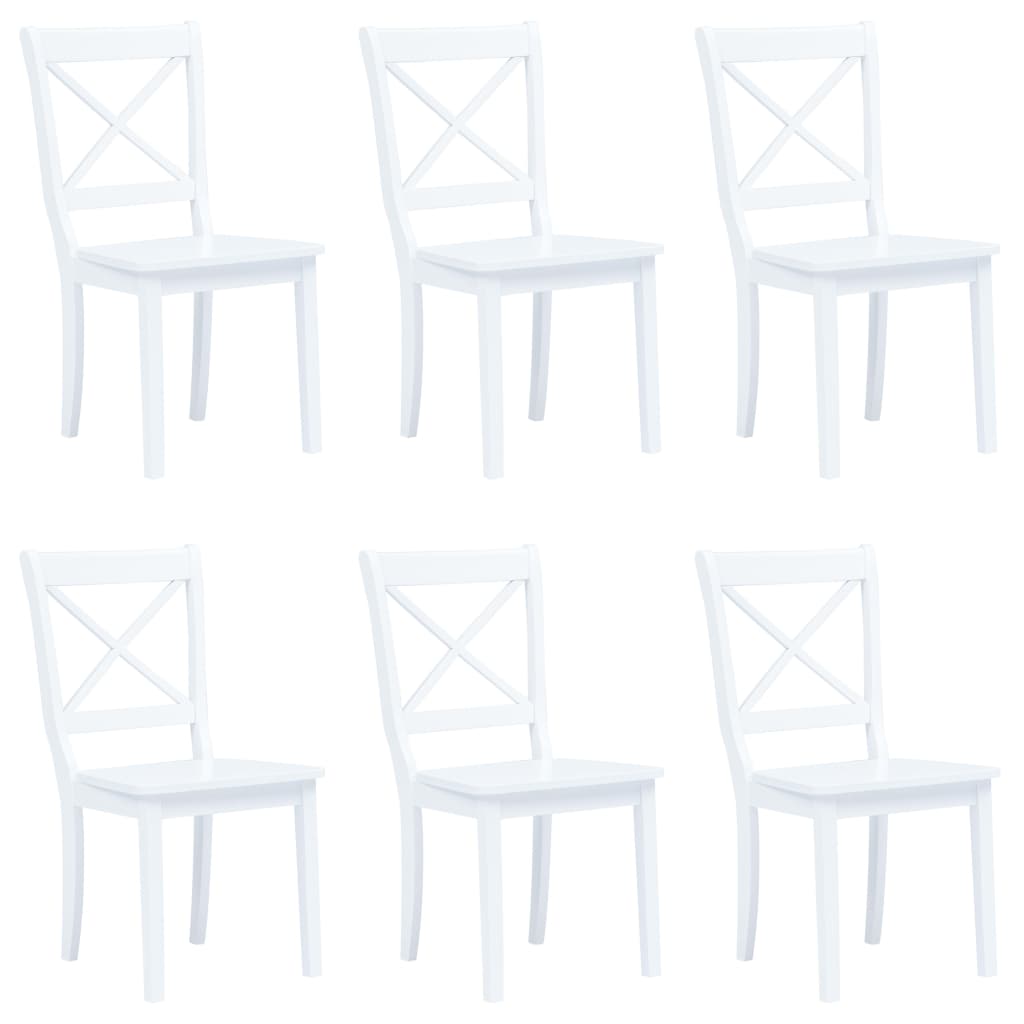 Dining Chairs 6 pcs White Solid Rubber Wood- Kitchen & Dining Room Chairs - HomeShopIreland - Home Shop Ireland - Kitchen & Dining Room Chairs - Dining Chairs 6 pcs White Solid Rubber Wood