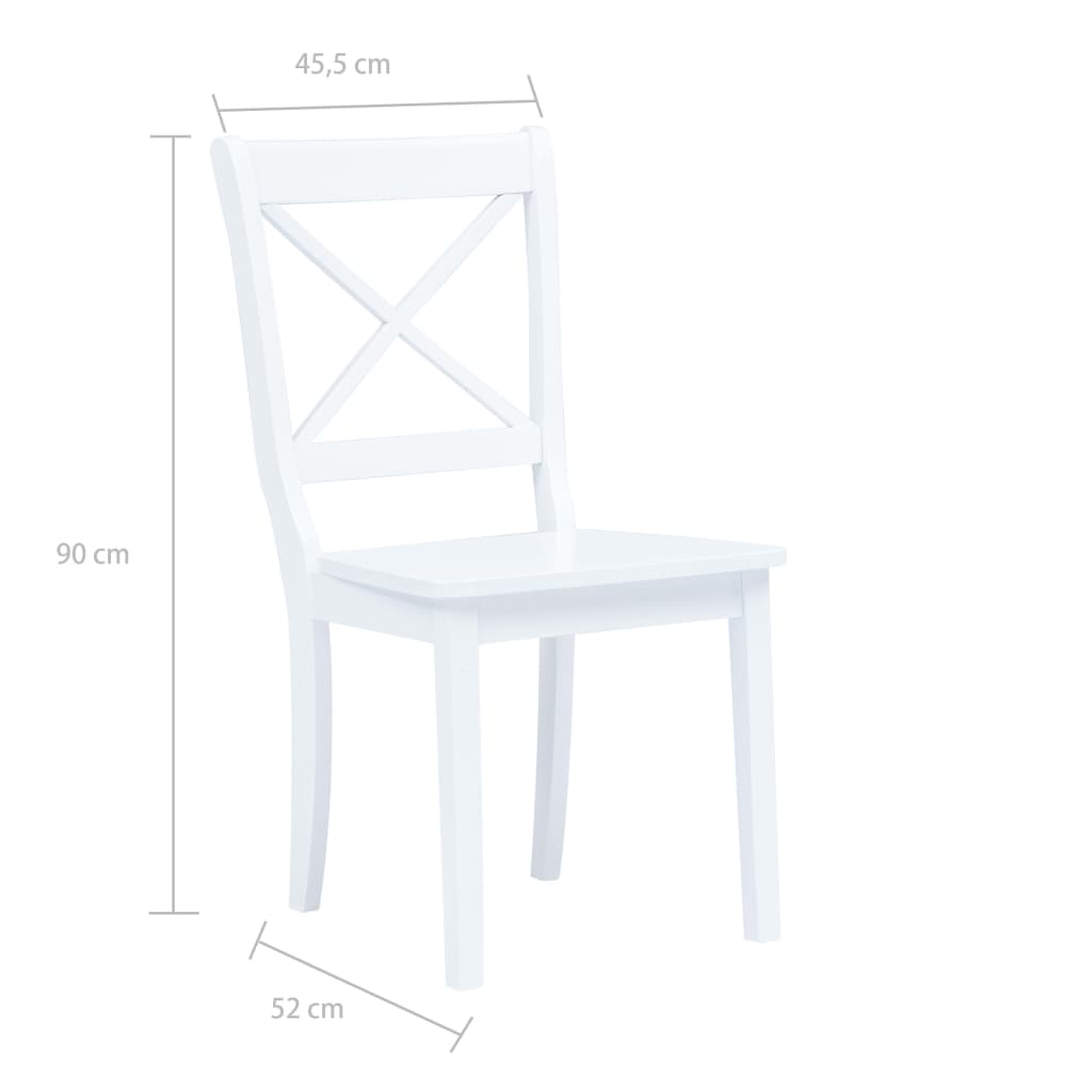Dining Chairs 6 pcs White Solid Rubber Wood- Kitchen & Dining Room Chairs - HomeShopIreland - Home Shop Ireland - Kitchen & Dining Room Chairs - Dining Chairs 6 pcs White Solid Rubber Wood