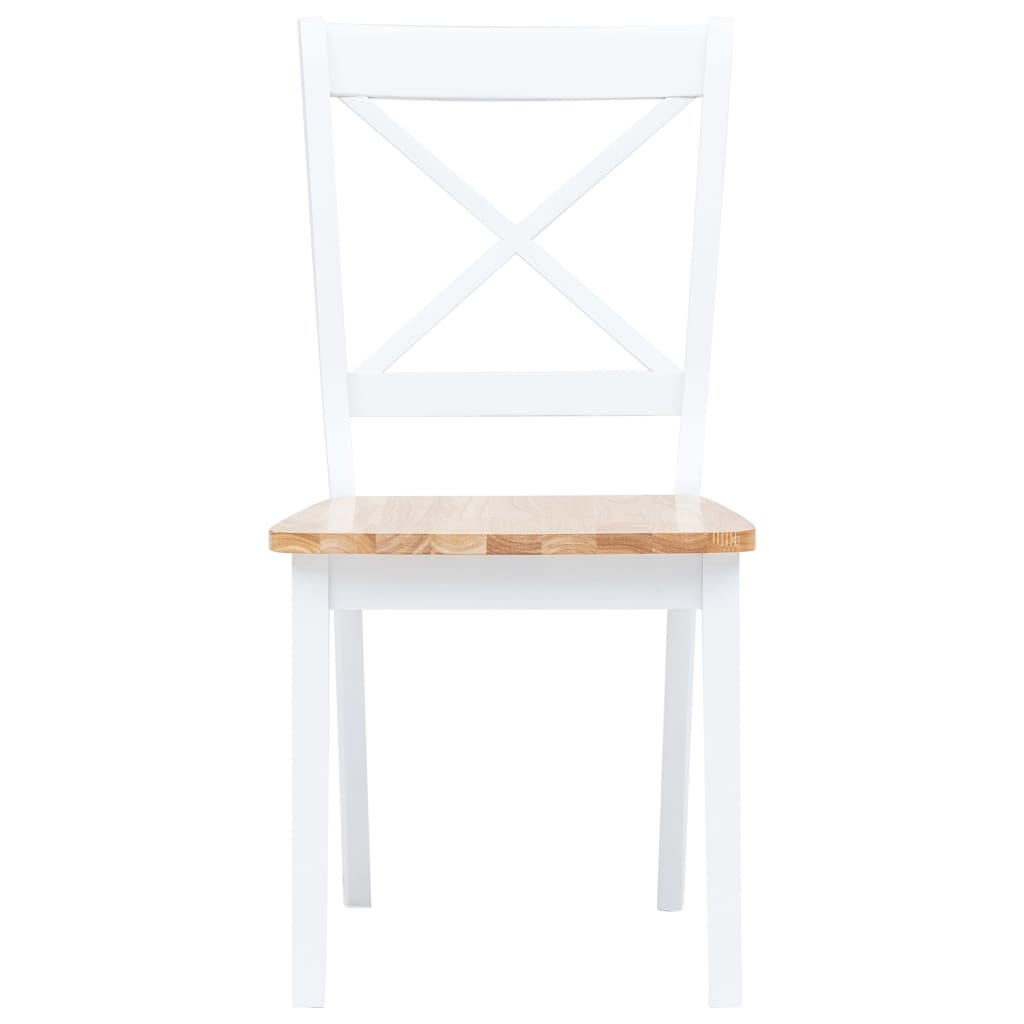 Dining Chairs 6 pcs White and Light Wood Solid Rubber Wood- Kitchen & Dining Room Chairs - HomeShopIreland - Home Shop Ireland - Kitchen & Dining Room Chairs - Dining Chairs 6 pcs White and Light Wood Solid Rubber Wood