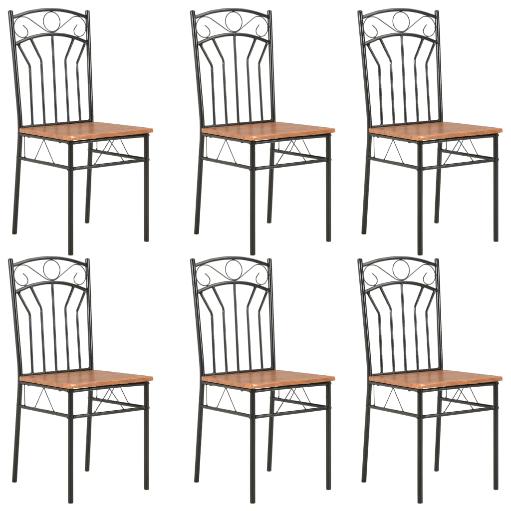Dining Chairs 6 pcs Brown MDF- Kitchen & Dining Room Chairs - HomeShopIreland - Home Shop Ireland - Kitchen & Dining Room Chairs - Dining Chairs 6 pcs Brown MDF