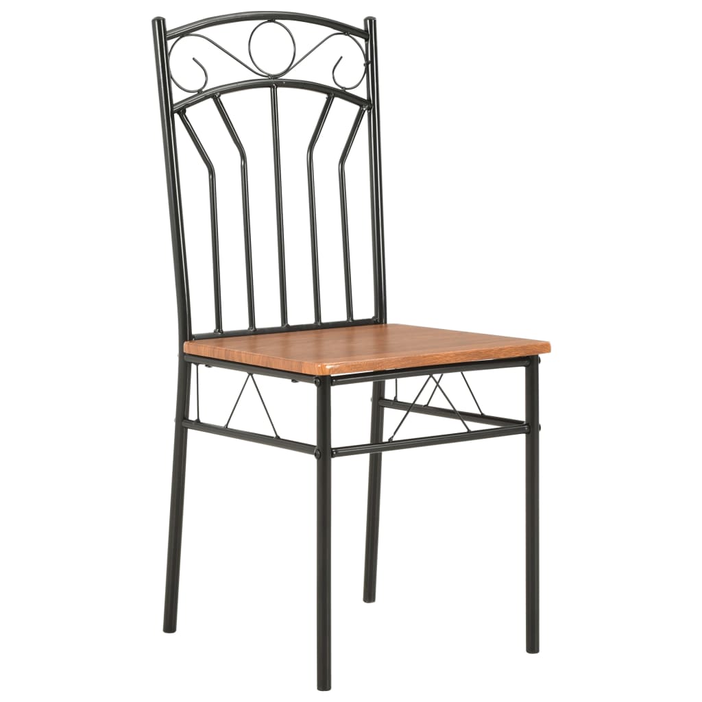 7 Piece Dining Set MDF and Steel Brown- Kitchen & Dining Furniture Sets - HomeShopIreland - Home Shop Ireland - Kitchen & Dining Furniture Sets - 7 Piece Dining Set MDF and Steel Brown