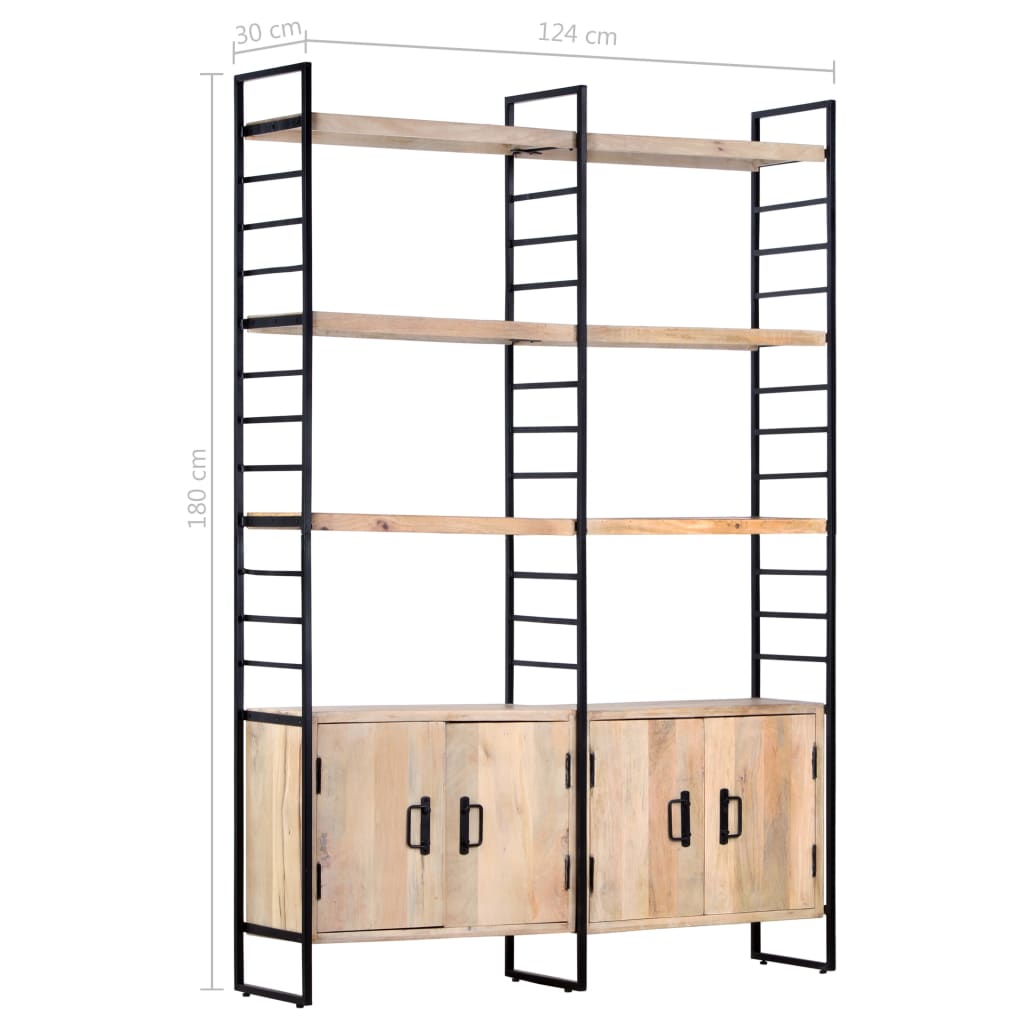 4-Tier Bookcase 124x30x180 cm Solid Mango Wood- Bookcases & Standing Shelves - HomeShopIreland - Home Shop Ireland - Bookcases & Standing Shelves - 4-Tier Bookcase 124x30x180 cm Solid Mango Wood