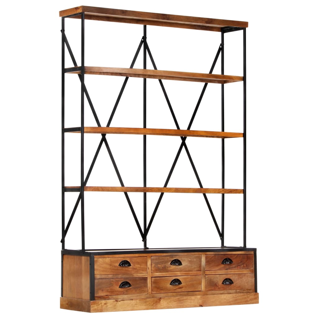 4-Tier Bookcase with 6 Drawers 122x36x181 cm Solid Mango Wood- Bookcases & Standing Shelves - HomeShopIreland - Home Shop Ireland - Bookcases & Standing Shelves - 4-Tier Bookcase with 6 Drawers 122x36x181 cm Solid Mango Wood