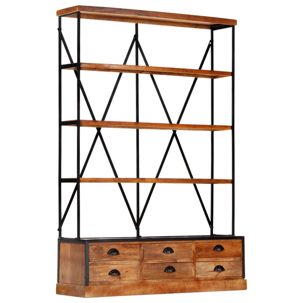 4-Tier Bookcase with 6 Drawers 122x36x181 cm Solid Mango Wood- Bookcases & Standing Shelves - HomeShopIreland - Home Shop Ireland - Bookcases & Standing Shelves - 4-Tier Bookcase with 6 Drawers 122x36x181 cm Solid Mango Wood