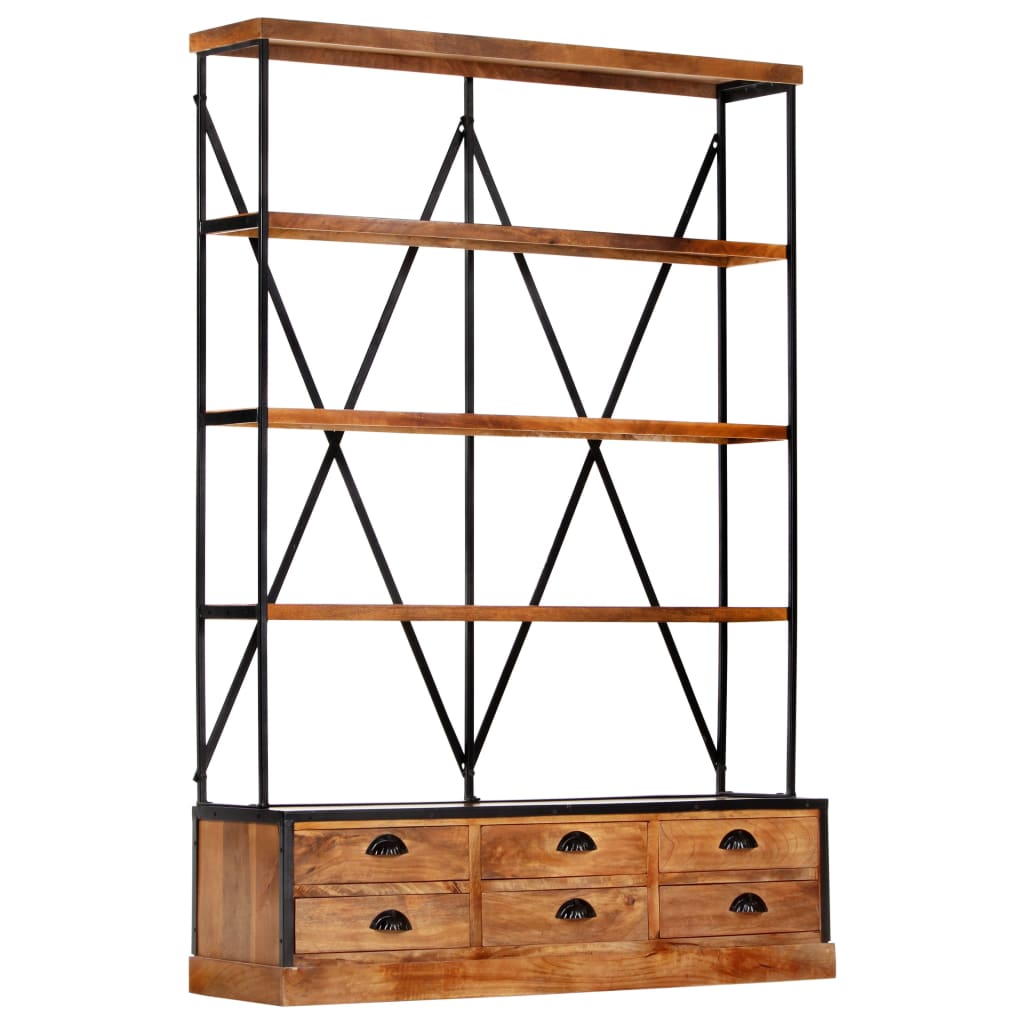 4-Tier Bookcase with 6 Drawers 122x36x181 cm Solid Mango Wood- Bookcases & Standing Shelves - HomeShopIreland - Home Shop Ireland - Bookcases & Standing Shelves - 4-Tier Bookcase with 6 Drawers 122x36x181 cm Solid Mango Wood
