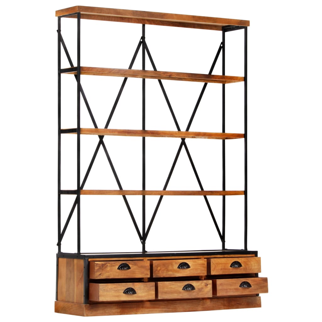 4-Tier Bookcase with 6 Drawers 122x36x181 cm Solid Mango Wood- Bookcases & Standing Shelves - HomeShopIreland - Home Shop Ireland - Bookcases & Standing Shelves - 4-Tier Bookcase with 6 Drawers 122x36x181 cm Solid Mango Wood