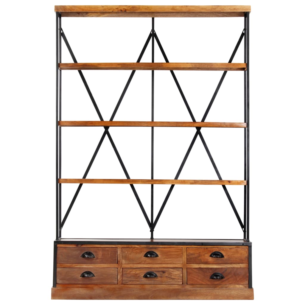 4-Tier Bookcase with 6 Drawers 122x36x181 cm Solid Mango Wood- Bookcases & Standing Shelves - HomeShopIreland - Home Shop Ireland - Bookcases & Standing Shelves - 4-Tier Bookcase with 6 Drawers 122x36x181 cm Solid Mango Wood