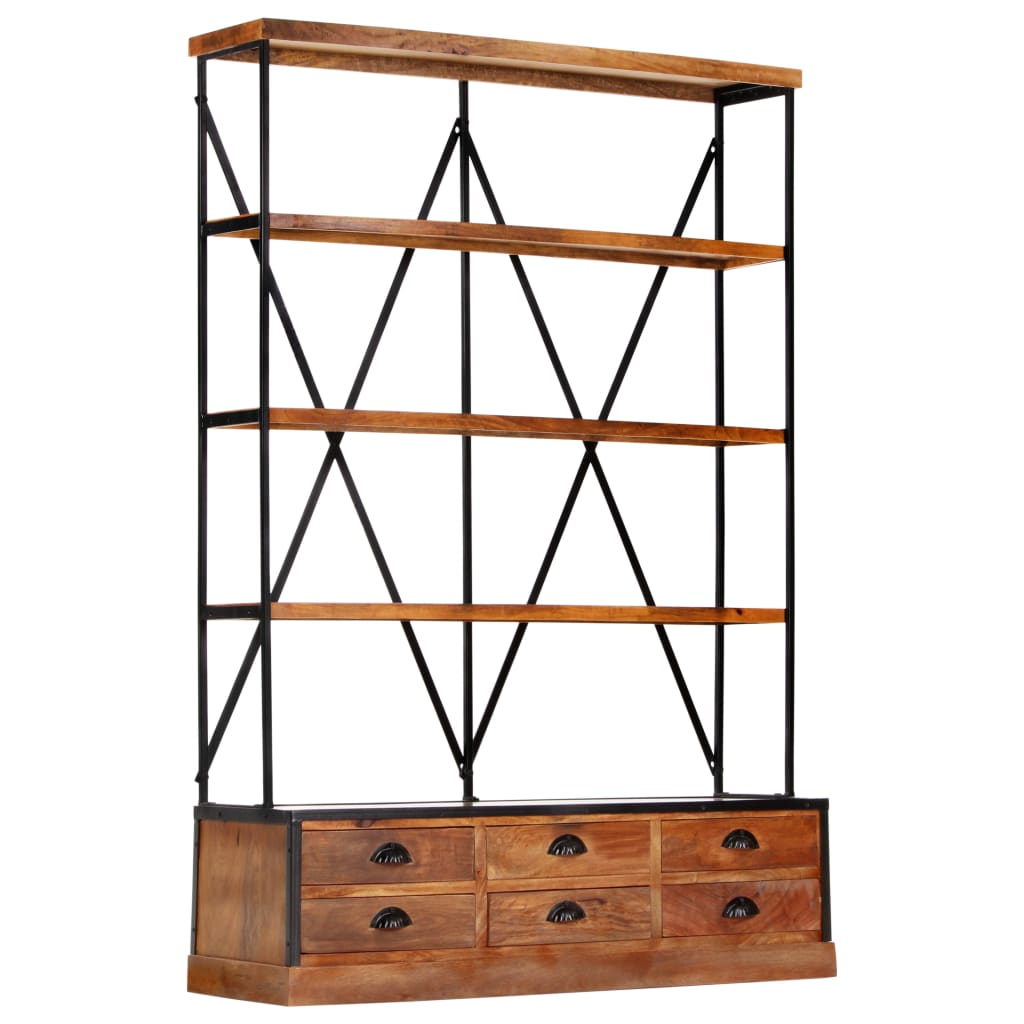 4-Tier Bookcase with 6 Drawers 122x36x181 cm Solid Mango Wood- Bookcases & Standing Shelves - HomeShopIreland - Home Shop Ireland - Bookcases & Standing Shelves - 4-Tier Bookcase with 6 Drawers 122x36x181 cm Solid Mango Wood
