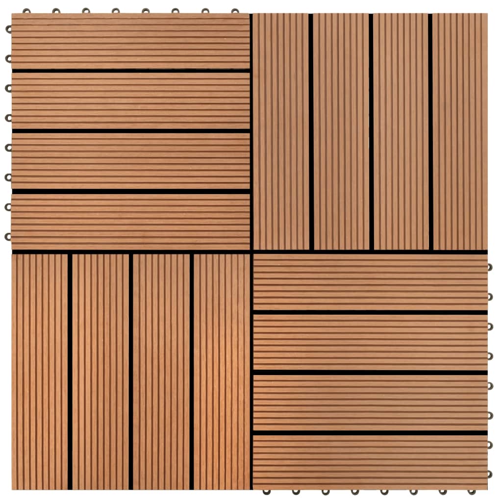22 pcs Decking Tiles 30x30 cm 2 sqm WPC Dark Brown- Flooring & Carpet - HomeShopIreland - Home Shop Ireland - Flooring & Carpet - 22 pcs Decking Tiles 30x30 cm 2 sqm WPC Dark Brown
