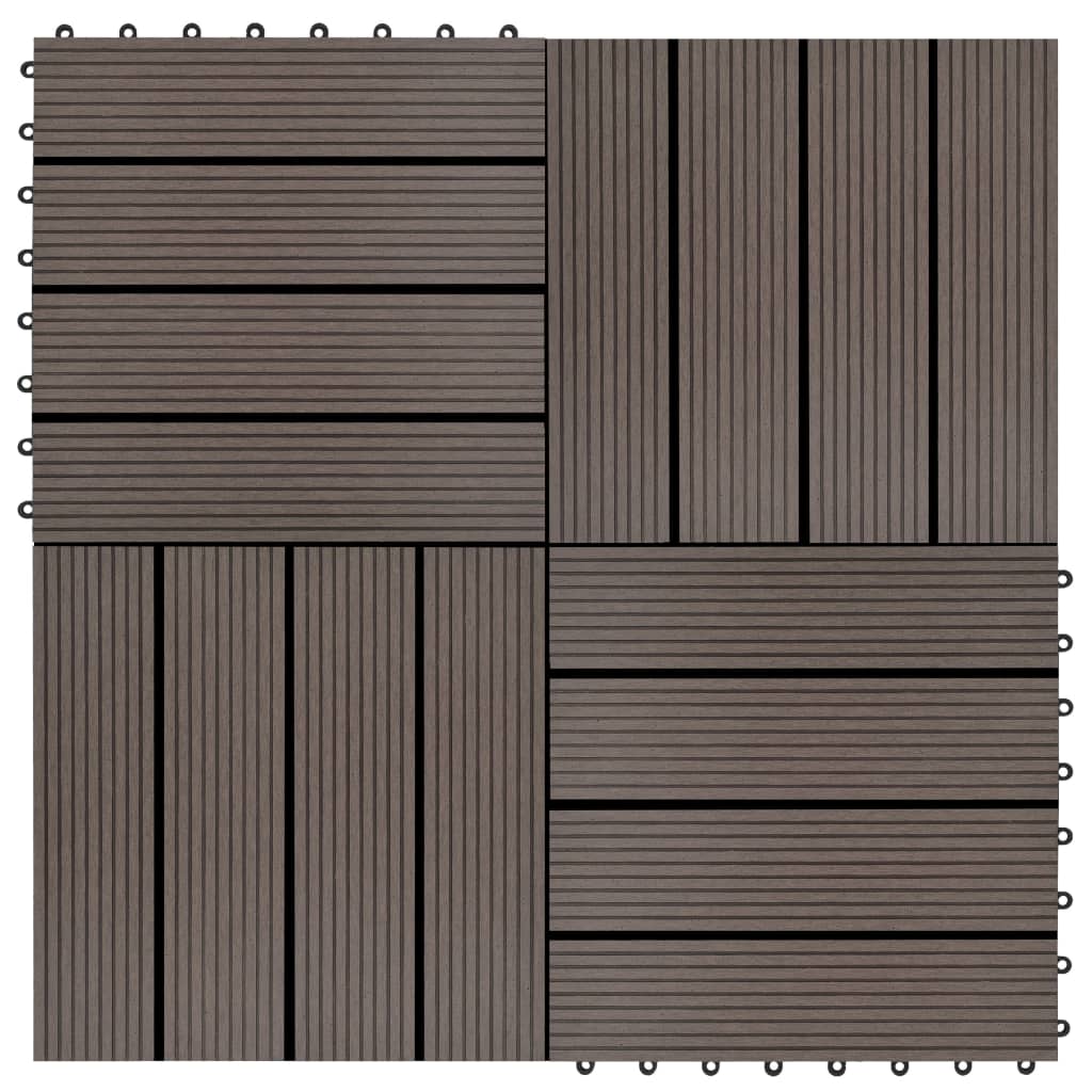 22 pcs Decking Tiles 30x30cm 2 sqm WPC Brown- Flooring & Carpet - HomeShopIreland - Home Shop Ireland - Flooring & Carpet - 22 pcs Decking Tiles 30x30cm 2 sqm WPC Brown