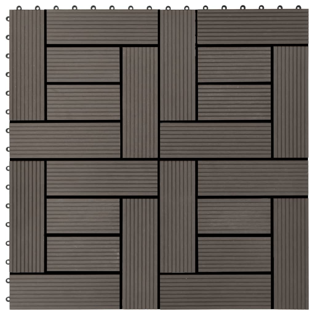 22 pcs Decking Tiles 30x30 cm 2 sqm WPC Dark Brown- Flooring & Carpet - HomeShopIreland - Home Shop Ireland - Flooring & Carpet - 22 pcs Decking Tiles 30x30 cm 2 sqm WPC Dark Brown
