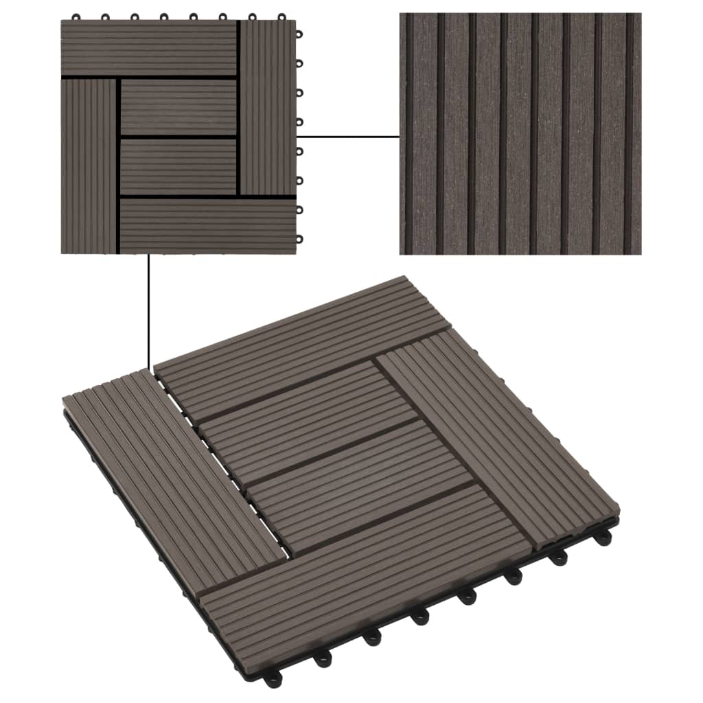 22 pcs Decking Tiles 30x30 cm 2 sqm WPC Dark Brown- Flooring & Carpet - HomeShopIreland - Home Shop Ireland - Flooring & Carpet - 22 pcs Decking Tiles 30x30 cm 2 sqm WPC Dark Brown