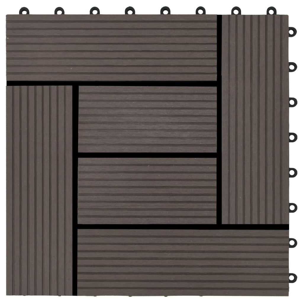 22 pcs Decking Tiles 30x30 cm 2 sqm WPC Dark Brown- Flooring & Carpet - HomeShopIreland - Home Shop Ireland - Flooring & Carpet - 22 pcs Decking Tiles 30x30 cm 2 sqm WPC Dark Brown